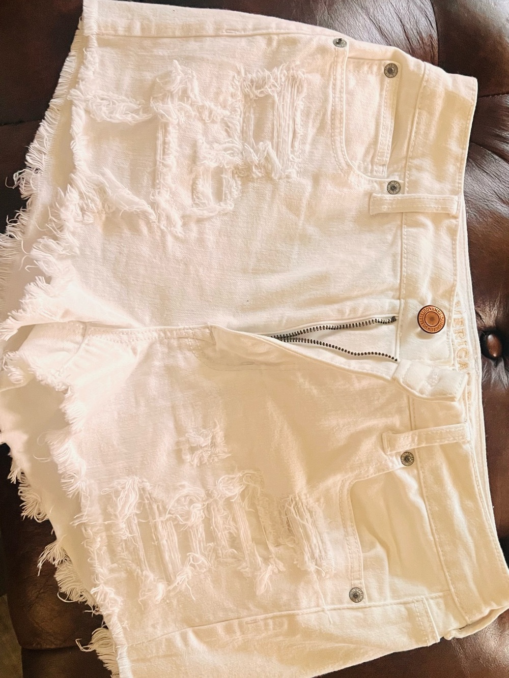 American Eagle Outfitters White Distressed Denim Cutoff Shorts